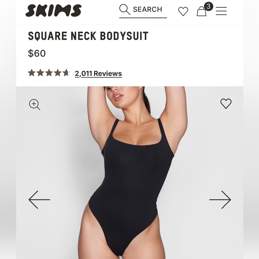 SKIMS Black Square Neck Bodysuit